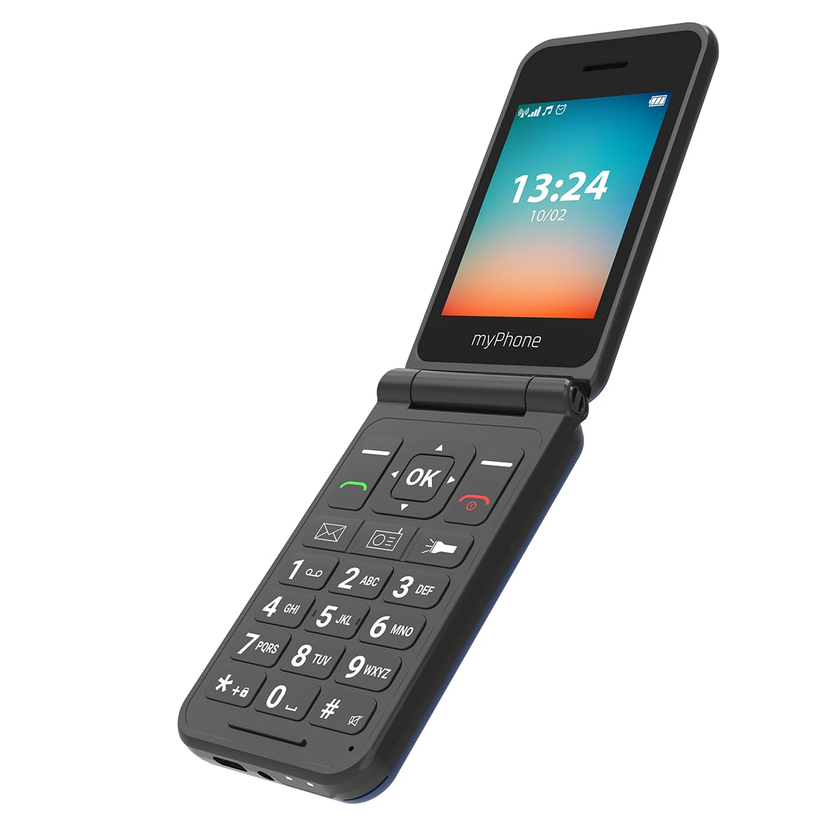 myPhone Flip LTE Téléphone Portable Senior à Clapet Débloqué 4G, Grandes Touches, Bouton SOS, Double SIM