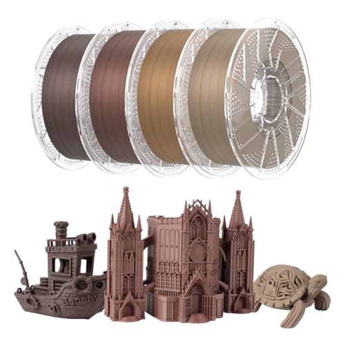 Image of Chitu Systems Wood PLA Filament Bundle, 3D Printer PLA 1.75mm Cherry Walnut White Oak Teak with Real Wood Fiber, Using Reusable Spool Compatible with Bambu Lab Refill Filament, 4x1KG 8.8lb