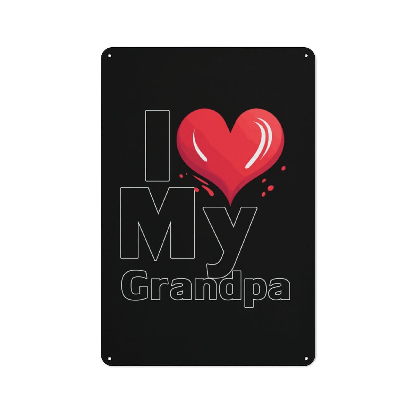 asbwuo I LOVE MY GRANPA Decoration Signs Vintage Metal Tin Signs Wall Art for Indoor Outdoor 16x12in