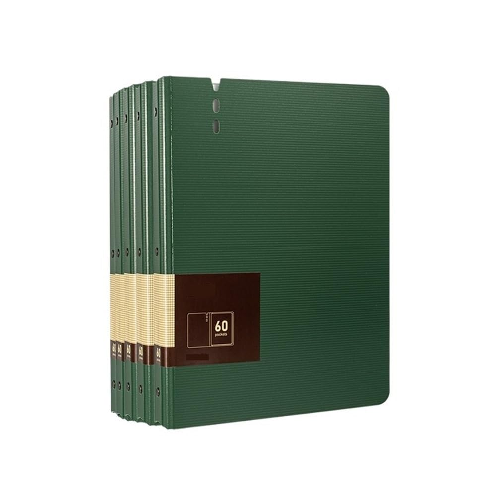 Cartelle Portadocumenti In Plastica Trasparente Con Buste A4 60 Pagine Multicolor 5 Pz(Green)