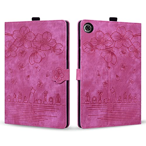 Rosbtib Funda para Lenovo Tab M10 Plus (3.ªgeneración) 10,6 Pulgadas 2022 TB-125FU, Flip Cover Magnética Ranuras para Tarjetas PU Cuero Cover Lenovo Tab M10 Plus 3rd Gen, Rosa Rojo