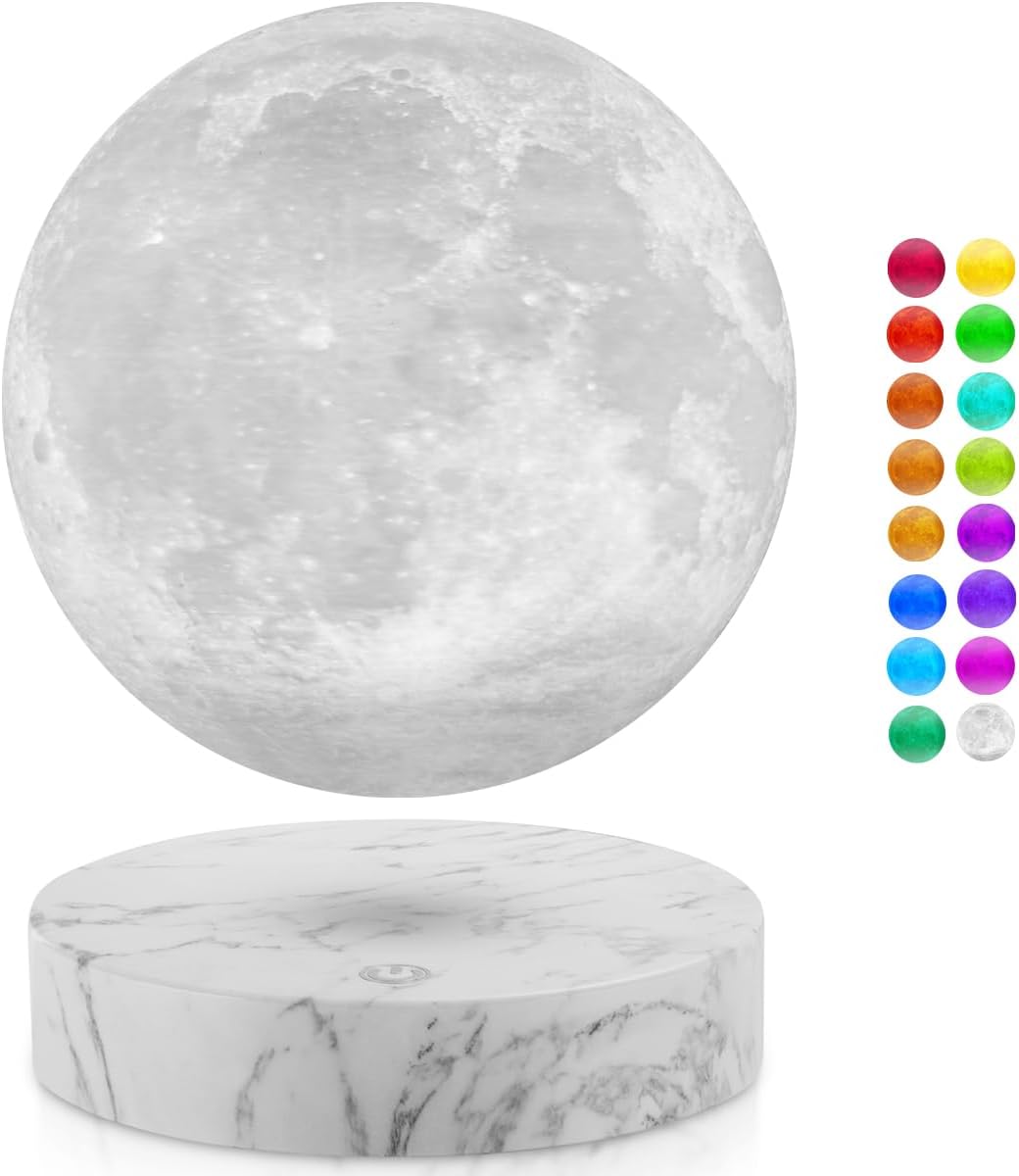 Magnetic Levitating Moon Lamp Rotating Floating Moon Lamp Night Light 16 Colors Moon Levitating Decorative Lamp for Room, Office