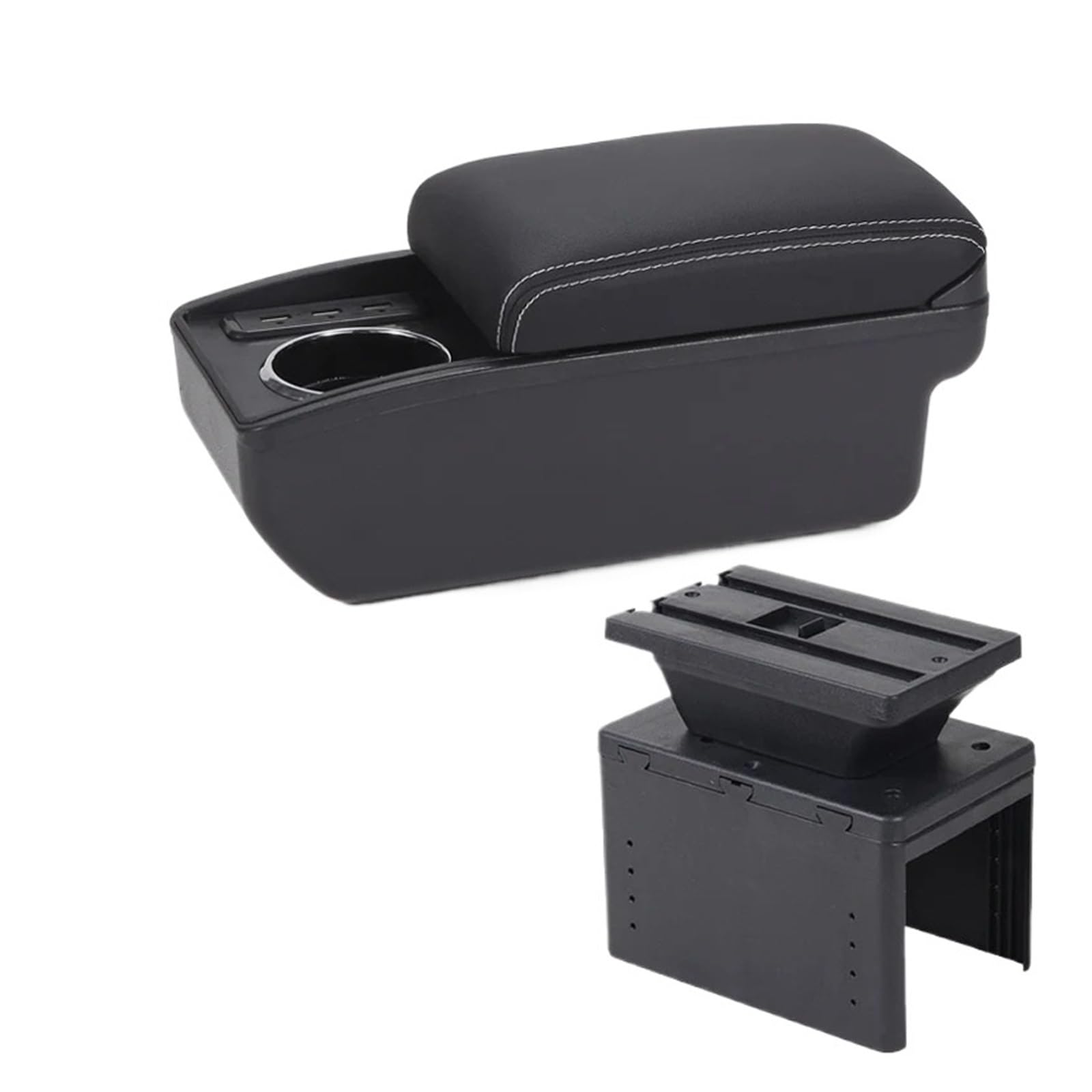 UMDJJU Universal Car Armrest Model Box Accessorie Auto Storage Modification Interior Retrofit Parts Dedicated Car Centre Console Armrest Box(B3 Black white 6USB)