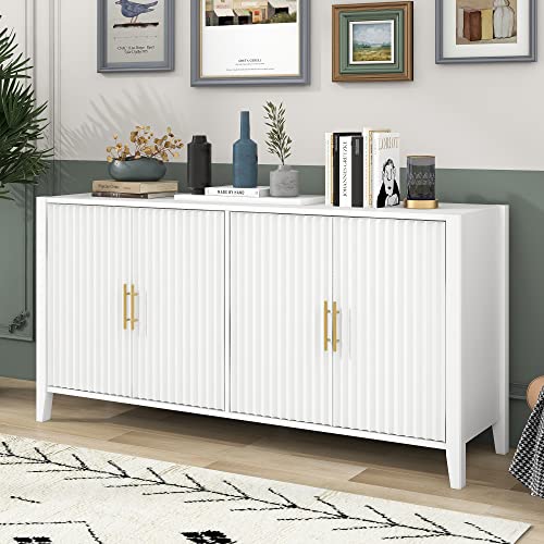 Merax Modern Accent Sideboard,Buffet Cabinet Cupboard With Shelves, White #TOP24