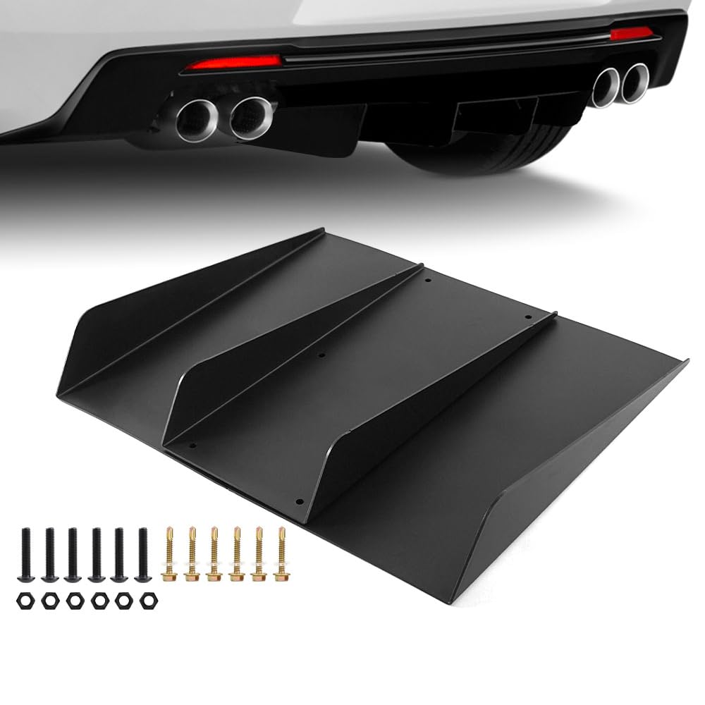 22"×20" universal rear bumper lip diffuser - black abs shark fin under spoiler for car rear chassis - enhance aerodynamics & style (a) one broken