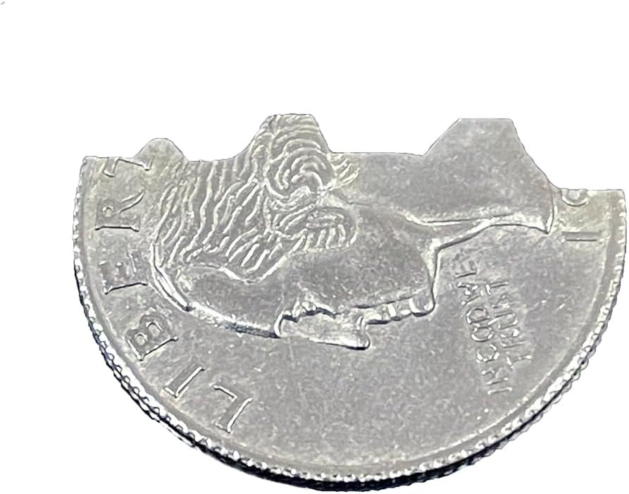 Magic Bites Coin Bite Out Dollar Folding Bite Coin Quarter with Replacement Rubber Band - Close up Coin Magic Tricks
