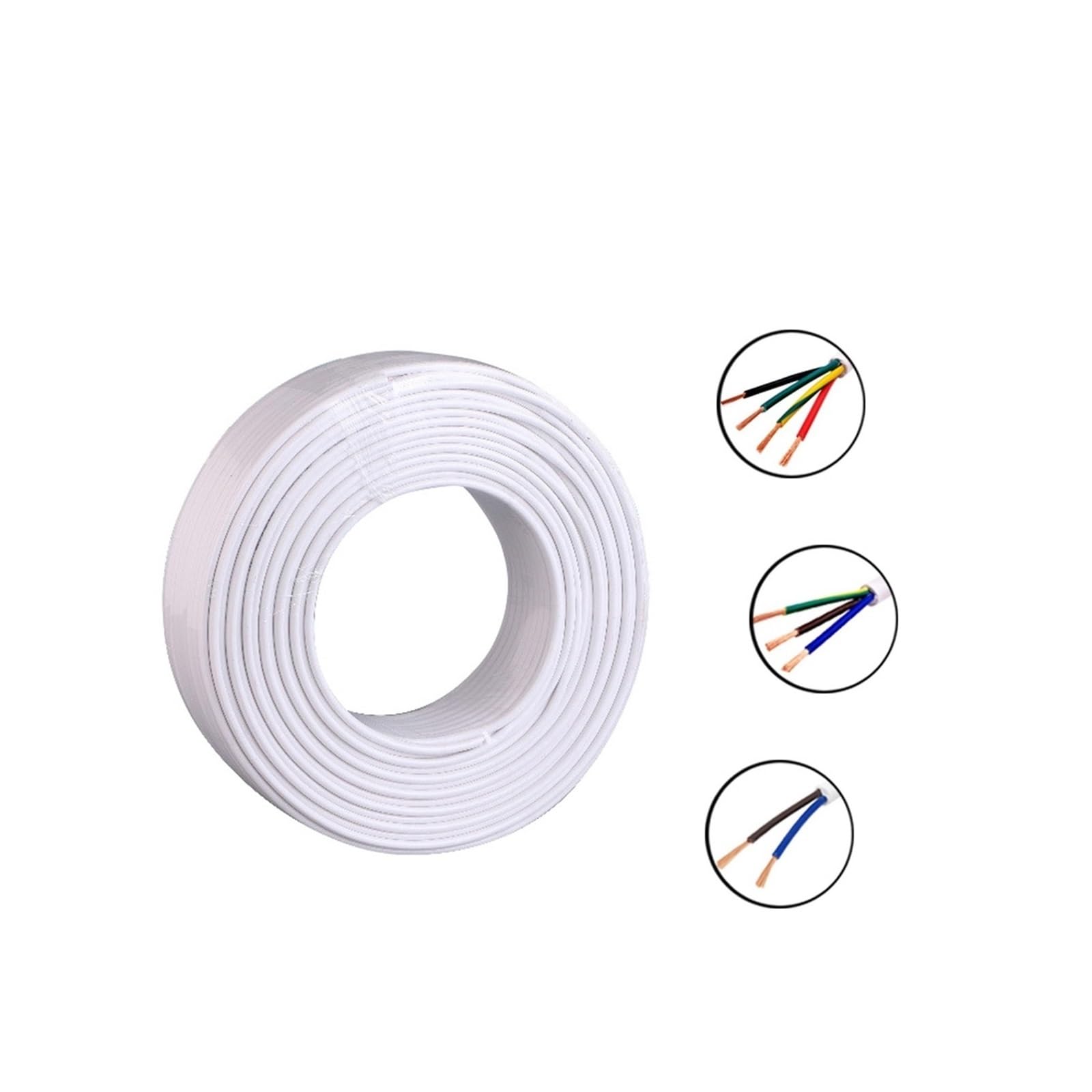 Cavo di controllo morbido RVV bianco da 5 m con 2‑5 conduttori, rame puro 15‑20 AWG