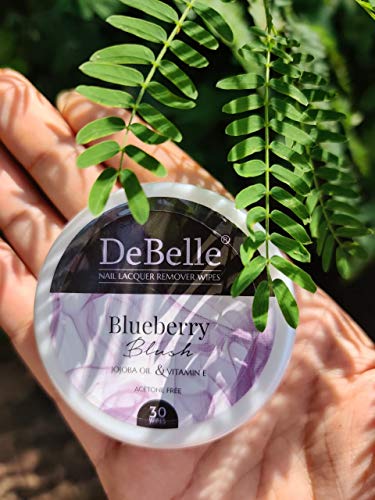 DeBelle Nail Polish Remover Wipes - Blueberry Blush |Acetone free| Enriched with jojoba Oil, Olive Oil &Vitamin E|(30 pads) - Image 4