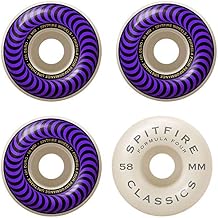 Spitfire Wheels Formula Four Classic Swirl White w/Purple Skateboard Wheels - 58mm 101a Set of 4