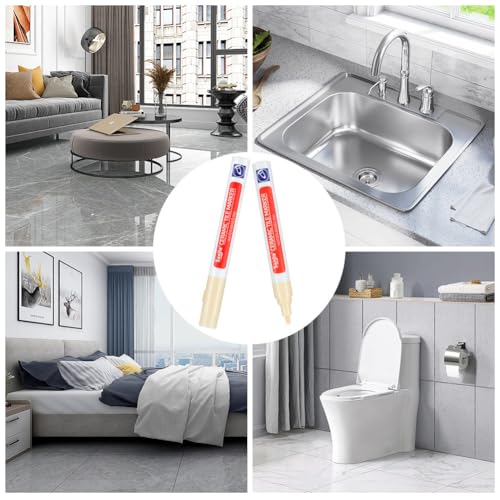 AOOSU Fugenstift Beige, 6 Stück Fugen Reparatur Stift Fugenmörtel Wasserfest mit 6 Ersatzspitze, Fliesen Reparaturstift Reparatur Marker für Fliesen Wand Boden von Fliese Badezimmer