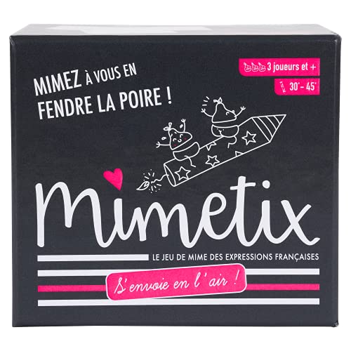Mimetix - Jeu de société de Mimes des Expressions Françaises - Ambiance, Fous rires, créativité, Humour, Cadeau Original, Famille (Enfant 14 Ans et Adulte) - Cartes fabriquées en France