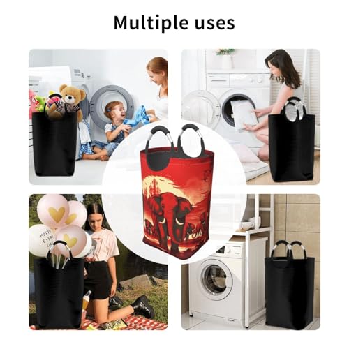 Panier à linge pliable éléphants rouges idéal pour le camping - 6