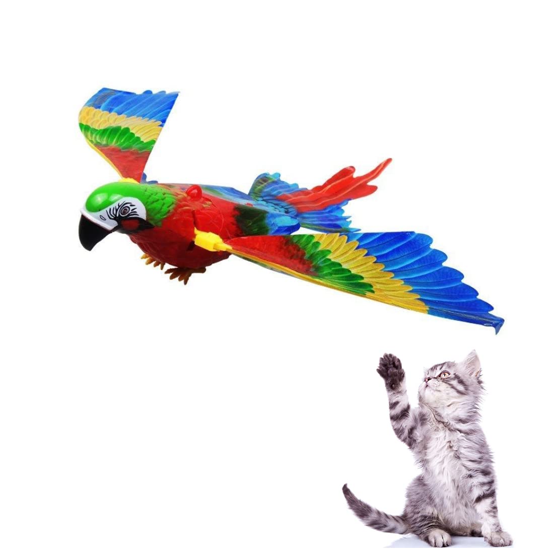 Bikirin Flying Bird for Cats, Interactive Cat Toys for Boredom, Cats Enrichment Toy for Training, Stimulating Kitten Toys Indoor Hanging Activity Toys, Electric Reusable Parrot Birds Toys for Kitty