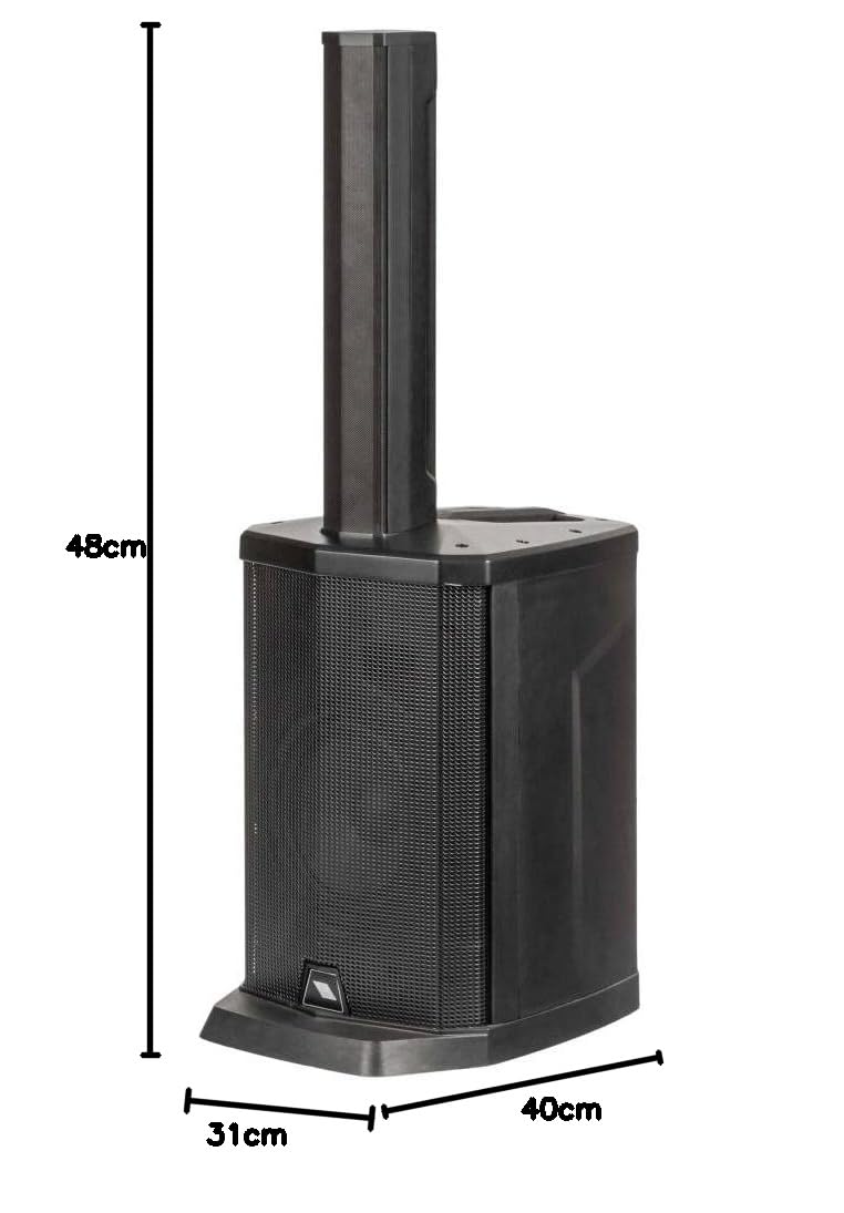 PROEL SESSION1 - Coppia Sistema audio a colonna a 2 canali da 400W di picco a colonna con mosulo MP3 / USB/SD player e BLUETOOTH STEREO + borsa satelliti inclusa, Nero.