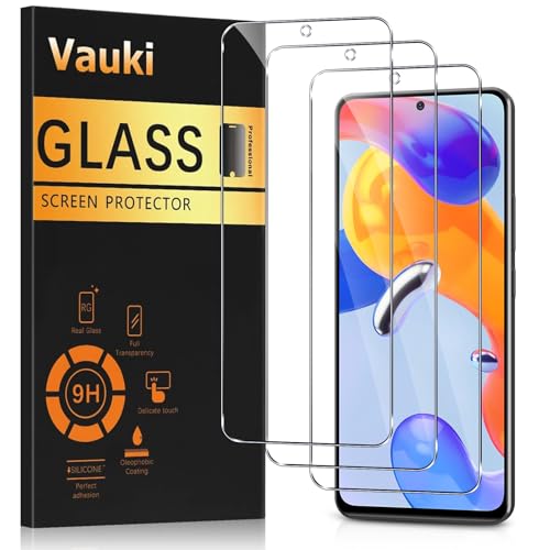 Vauki 3 Stück Panzer Schutz Glas für Xiaomi Redmi Note 11 Pro, Redmi Note 11 Pro 5G,9H Härte Schutzfolie,Anti-Kratzen,Klar Displayschutzfolie,Full Screen Schutzglas Ultrabeständig Bläschenfrei,Clear