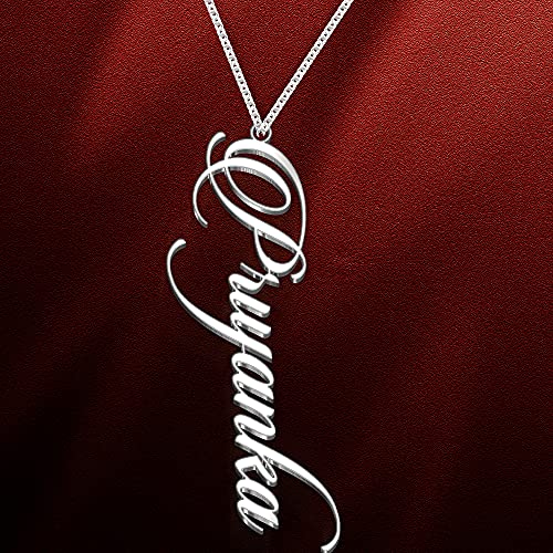 Image of Priyanka Cursive Gold & Silver Name Pendant Necklace, Best Jewelry Gift for Girls.