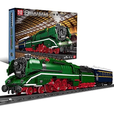 Mould King 12007 Technik BR18 201 German Express Dampflokomotive,Modellbausatz Fernbedienung elektrisch World Railway Series, Klemmblock Bauvorrichtung Kompatibel Mit Spur Bahn Cover