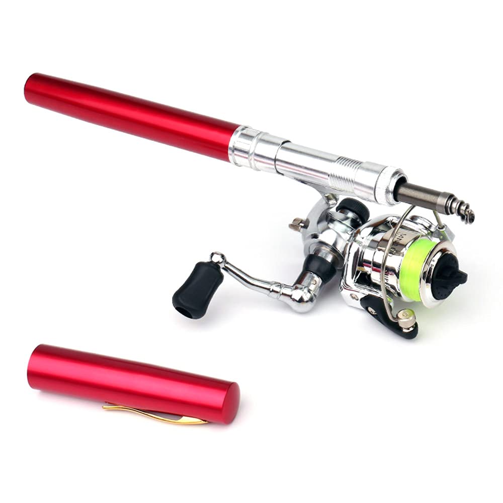 doorslay Pocket Collapsible Fishing Rod Reel Combo Mini Fishing Rod Pen Fishing Rod Kit Pen Portable Telescopic Fishing Rod with Spinning Reel Fishing Rod Reel Combo kit for Saltwater Freshwater Sea