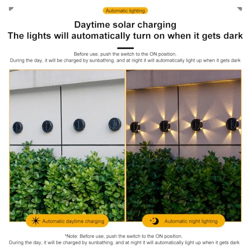 Image of Solar Lights, Ambiance Lights,wall Light, Decorative Light Downlights Dusk to Dawn Solar Wall Light Outdoor IP65 Waterproof for Backyard Walls, Hotels, Staircases,Park Floors 4pcs (5LED-Warm light)