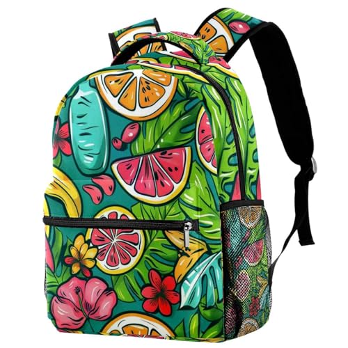 Sac à dos d'école et de campus multicolore avec grand compartiment et porte-bouteille