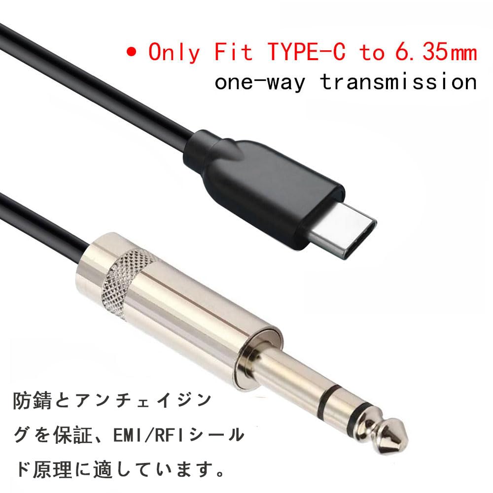 Amazon | ipovoq type c to 6.35 mm 変換 usb c 6.3 mm 変換 ケーブル
