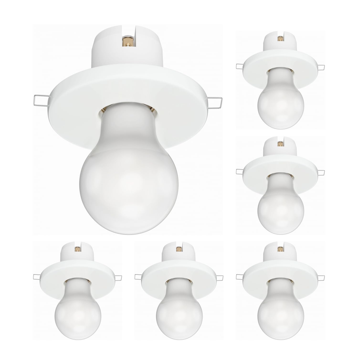 ledscom.de 6x Porzellan Decken-Einbauleuchte TELA weiß, inkl. E27 LED Lampe 918lm, Smart Home, warmweiß - kaltweiß
