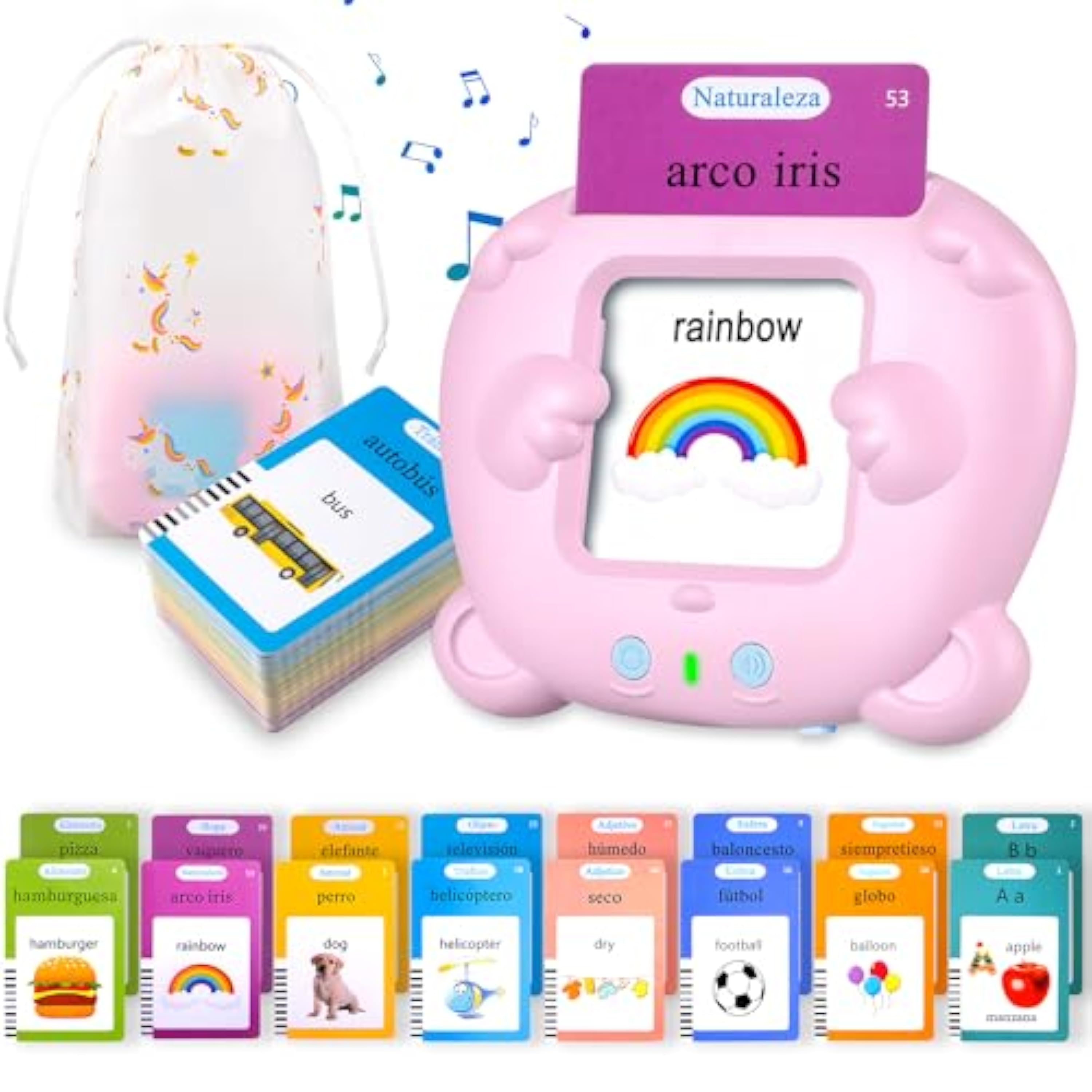 510 Palabras Juguetes niños 2 años, Tarjetas parlantes español para niños de 2 a 6 años, Juguetes educativos 2 años, Juguetes Educativas Audibles Rose (Español/Inglés/Bilingüe)