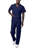 Unisex Scrubs - Classic V-Neck Top & Drawstring Pants Scrub Set