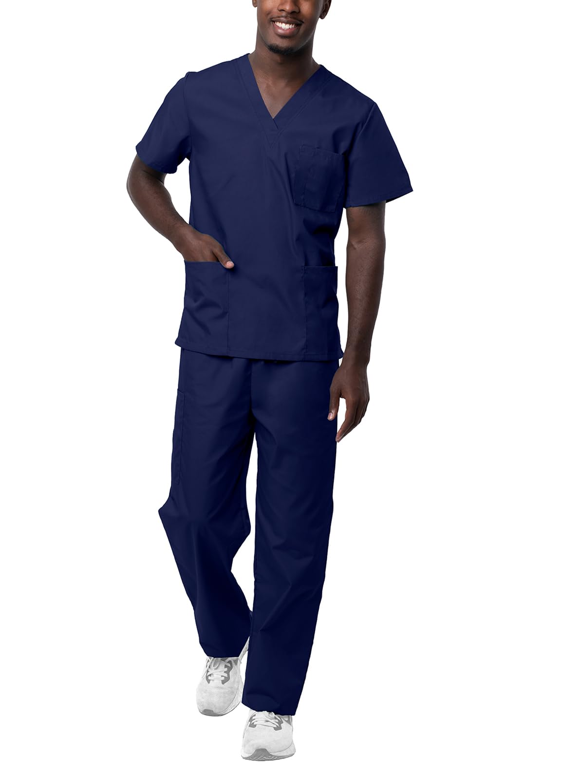 Sivvan Durable Unisex Scrubs Set - Classic V-Neck Scrub Top & Drawstring Scrub Pants for Men & Women, 5 Pockets
