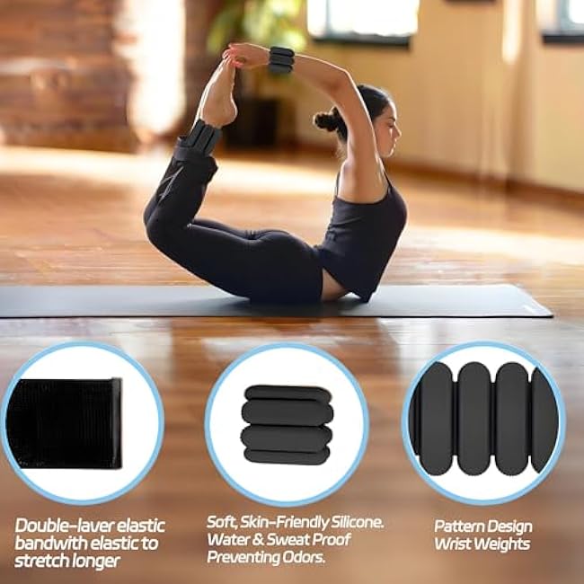 Wrist Weights, Ankle Weights For Women Men, Set Of 2 (1lb Each), Adjustable Weighted Wristbands Arm Leg Ankle Wrist Weights For Women & Men For Pilates, Walking, Yoga, Exercise, Strength Training