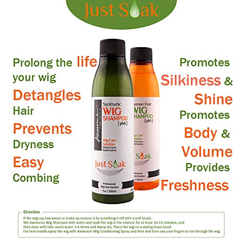 Awesome Synthetic Wig Shampoo, Ph6, Professional Wig Shampoo For Synthetic Hair Wigs, Adds Body And Volume, Detangle And Anti-Frizz, Hydrates & Moisturizes, Promotes Silkiness And Shine, 7 Fl Oz #TOP4