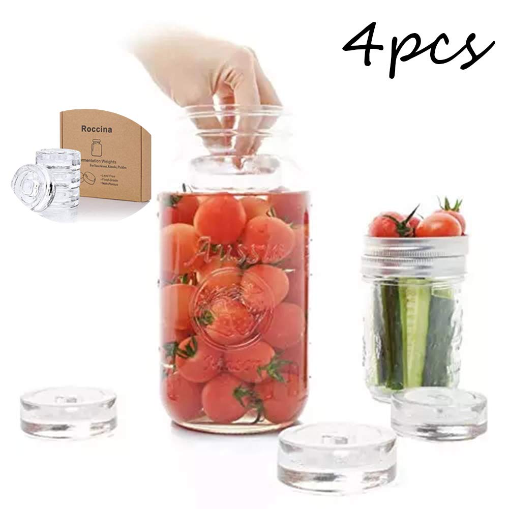 Lot De 4 Poids De Fermentation En Verre Avec Poignée – 7 Cm – Idéal Pour Bocaux Mason Et Fermentation Maison