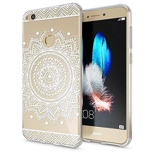 NALIA Custodia compatibile con Huawei P8 Lite 2017, Cover Protezione Silicone Trasparente Sottile Case, Gomma Morbido Ultra-Slim Protettiva Telefono Bumper Guscio, Designs:Circle Flowers