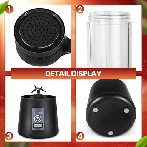 Portable Blender Personal Juicer Cup for Smoothie and Shakes, 4 Blades Mini Blender 380ml USB Rechargeable Mixer Juicer - Image 5