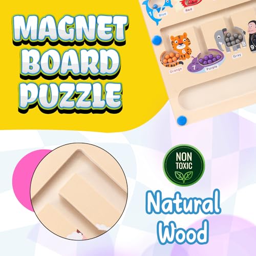 Magnetic Color & Number Maze – Montessori Wooden Puzzle Board for Kids Ages 3-5 | Fun Counting & Matching Game | Fine Motor Skills & Color Recognition Toy with Train Theme - Image 5