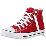 rote chucks damen günstig  SCARPE VITA Herren High Top Sneaker Sportschuhe Kult Schuhe Canvas Stoff Freizeitschuhe Schnürer Sportliche Turnschuhe 135087 Rot Weiss 43