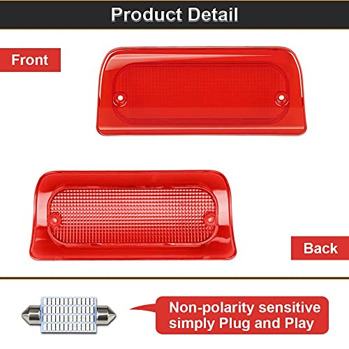 Urite2Go 3Rd Third Brake Light Red Lens Extended Cab Only Compatible With 1994-2003 Chevy S10 Gmc Sonoma High Mount Stop Lamp Assembly #TOP5