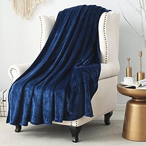 SE SOFTEXLY Extra Soft Fleece Throw Blankets (Blue, 50"x60"), Lightweight Cozy Flannel Throw Blankets for All Season, Luxurious Warm Flannel Bedding Blanket for Home Bed, Sofa & Dorm Cover