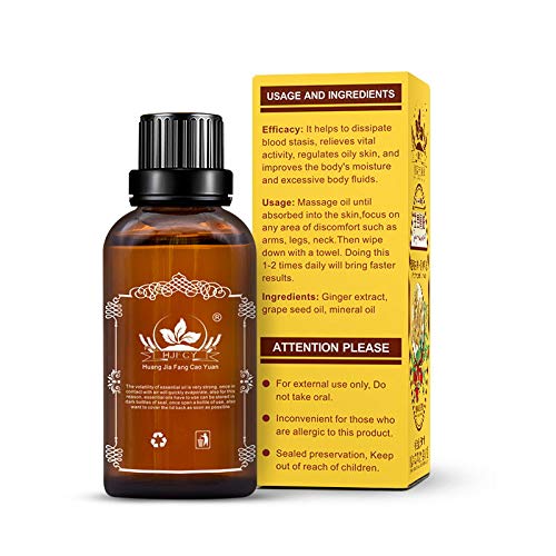 4 Pack Ginger Essential Oil 100% Pure Natural Plant Lymphatic Drainage Ginger Oil SPA Massage Oils Repelling Cold and Relaxing Active Oil Promote Blood Circulation Relieve Muscle Soreness 120ml