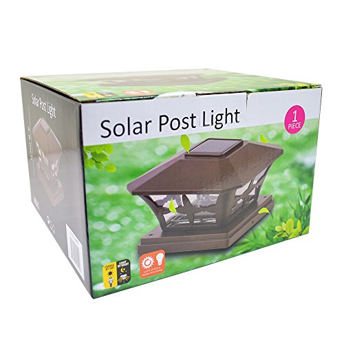 Iglow 4 Pack Brown Outdoor Garden 6 X 6 Solar Smd Led Post Deck Cap Square Fence Light Landscape Lamp Pvc Vinyl Wood #TOP4