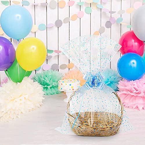Miniatura 5 de Yotelab Bolsas grandes de celofán, envoltura transparente de corazón azul para cesta de regalo, 22 x 33 pulgadas, 10 bolsas de regalo de celofán