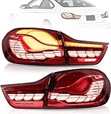 VLAND OLED Tail Lights Assembly Fit for 4-series BMW GTS F32 F33 F36 F82 F83 2014-2020 Sedan/Convertible/Coupe, Rear Lamps with 3D Dynamic Dragon Scale DRL, W/Sequential Turn Signal, Red