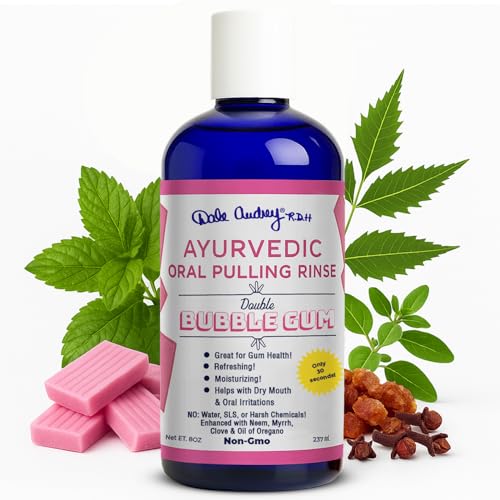 Dale Audrey enjuague bucal ayurvédica tirando - goma de mascar, con neem, mirra, aceite de clavo de orégano y. 8 oz (1,5 meses-1 cucharadita) Natural y orgánica