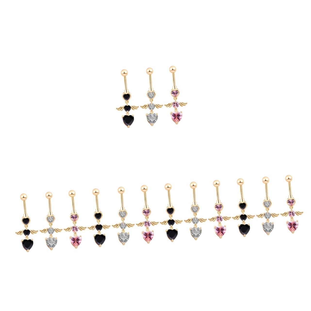 SHERCHPRY 15 Piezas uñas del ombligo anillos del vientre piercings en el ombligo belly button piercing barra con pesas piercing en el ombligo anillos de vientre para mujer Acero inoxidable
