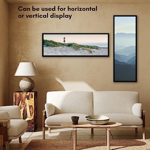Americanflat 12x36 Picture Frame with Polished Plexiglass - Streamline Collection - Thin Border Picture Frame for Wall Display - Hanging Hardware Included - Black