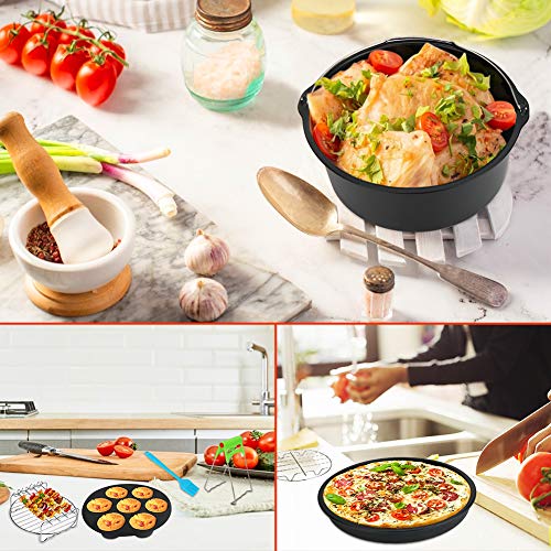INTSUN 7 Inch Air Fryer Accessories Set of 12, XL Air Fryer Accessories for Gowise Phillips USA Cozyna, Fits All 3.7QT-5.8QT Deep Airn Fryer with Cake Basket, Pizza Pan, Oven Mitts, Skewer Rack