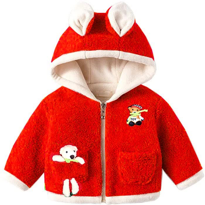 Image of Bold N Elegant Faux Fur Warm Winter Outerwear Hooded Baby Jacket Coat Blanket with Soft Plush Golden Bunny Ear for Infant Toddler Boy Girl Kids