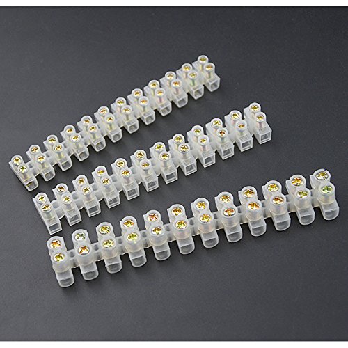 Xingyheng 6Pcs 6A 10A 20A 12 Position Double Row Screw Terminal Block Environmental Friendly Flame Retardant Nylon Terminal Barrier Block Connector For All Wide Use(White) #TOP2