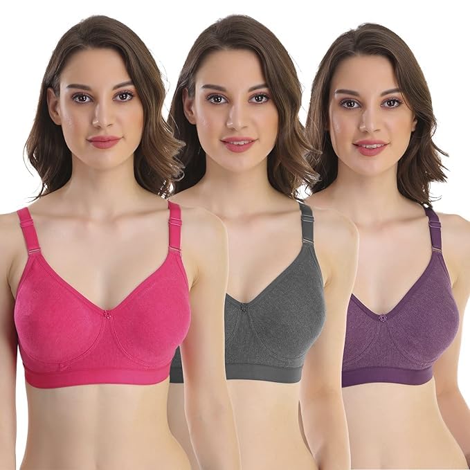 aptox Women’s Cotton Non-Padded Wirefree Full Coverage Bra (Pack of 3) (Multicolour) – Soft, Breathable & Comfortable Innerwear-picture-41