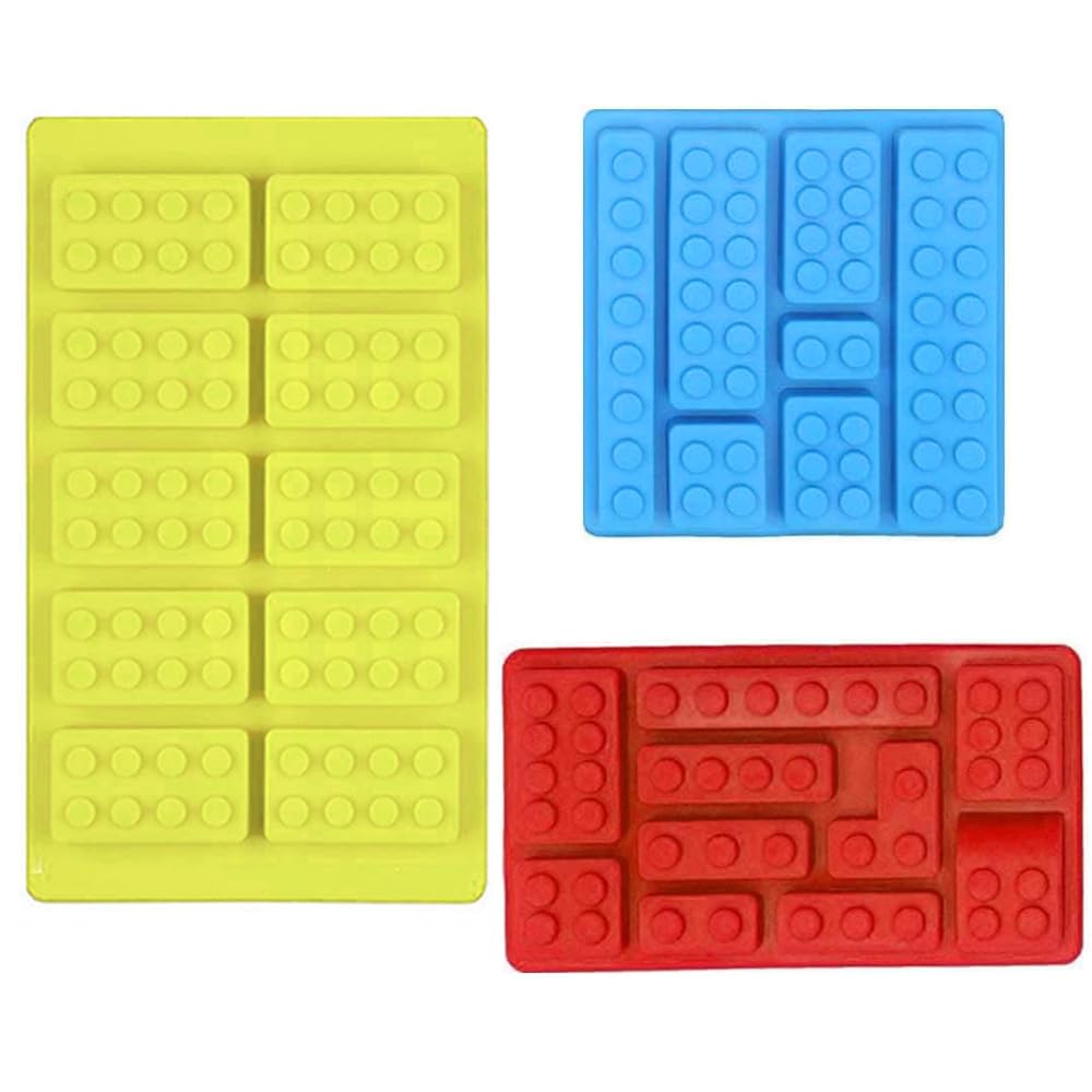 Building Blocks Silicone Chocolate Mould, Ice Cube Trays, Candy Jelly Mould for Cake Cupcake Decorations, Non-Stick Blocks Fondant Icing Molds